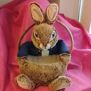 Brown and Blue Plush Peter Rabbit Basket